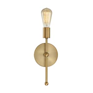 6 in. W x 12 in. H 1-Light Natural Brass Wall Sconce with Exposed Bulb