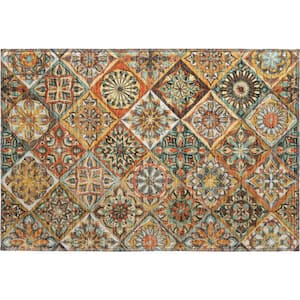Mayfield Premium Machine Washable Abstract AMF2256 Gold 2 ft. x 3 ft. Accent Rug