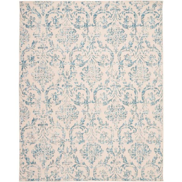 Jubilant Ivory/Blue 8 ft. x 10 ft. Persian Vintage Area Rug