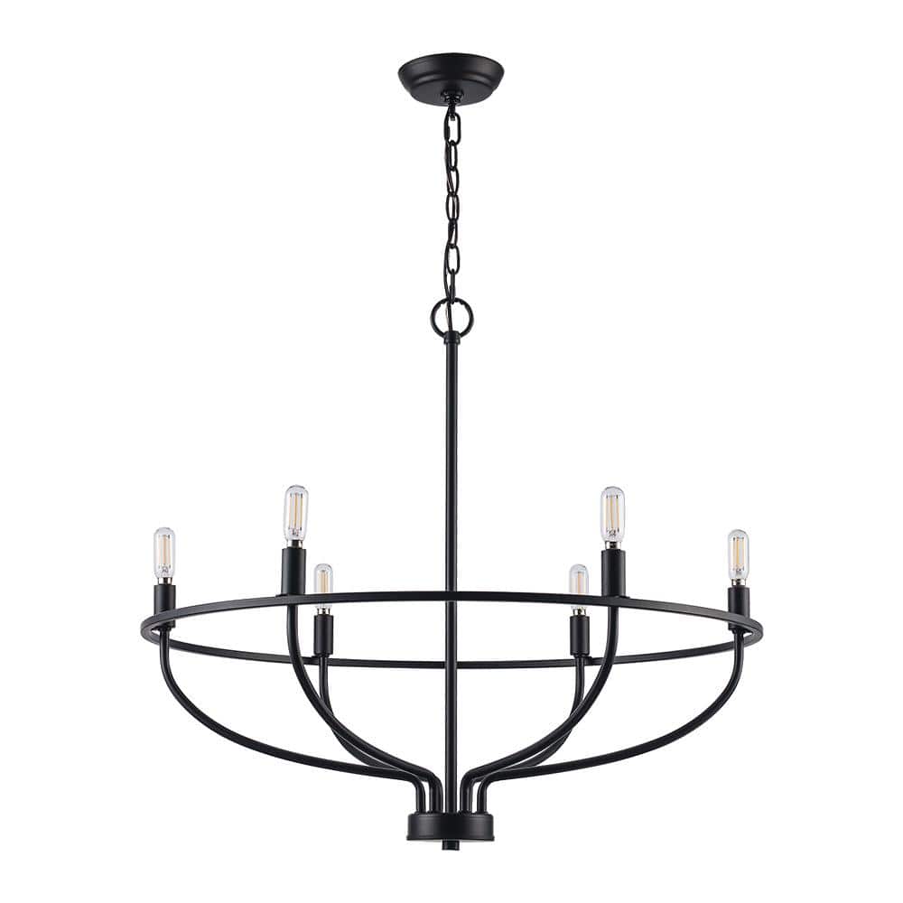 Monteaux Lighting 6-Light Black Round Candle Chandelier Light