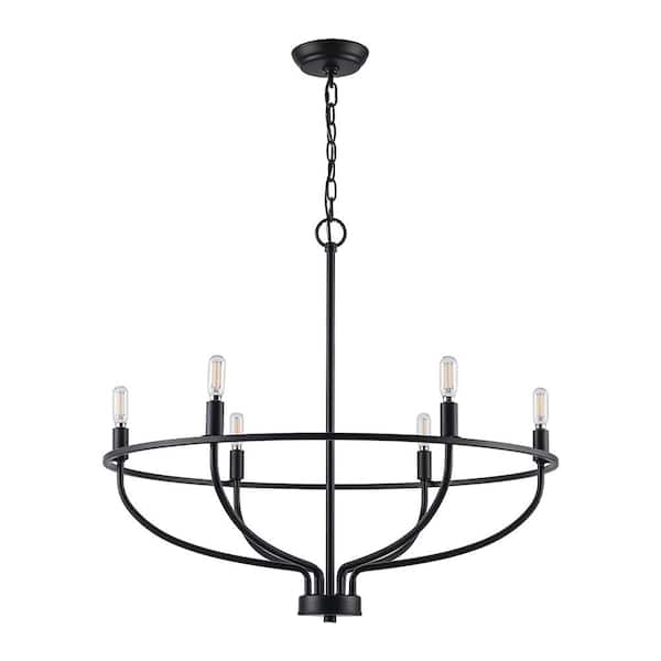 6-Light Black Round Candle Chandelier Light Fixture