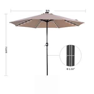 9 ft. Aluminum Market Solar Lighted Patio Umbrella in Sand