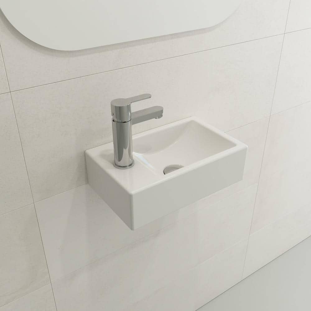 BOCCHI Milano Wall-Mounted White Fireclay Rectangular Bathroom Sink 14. ...