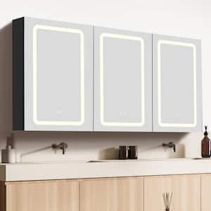 60 in. W x 30 in. H Rectangular Aluminum Surface Mount Frameless Anti-Fog Bathroom Medicine Cabinet w/Mirror in Black