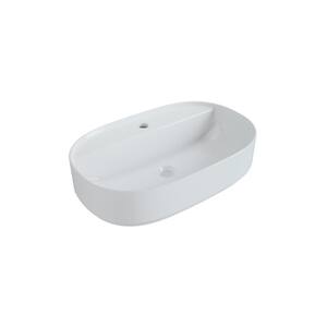 23.6 in. Ceramic Oval Vessel Bathroom Sink in White