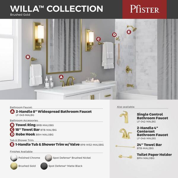 Pfister Willa Wall Mount Double Post Toilet Paper Holder in