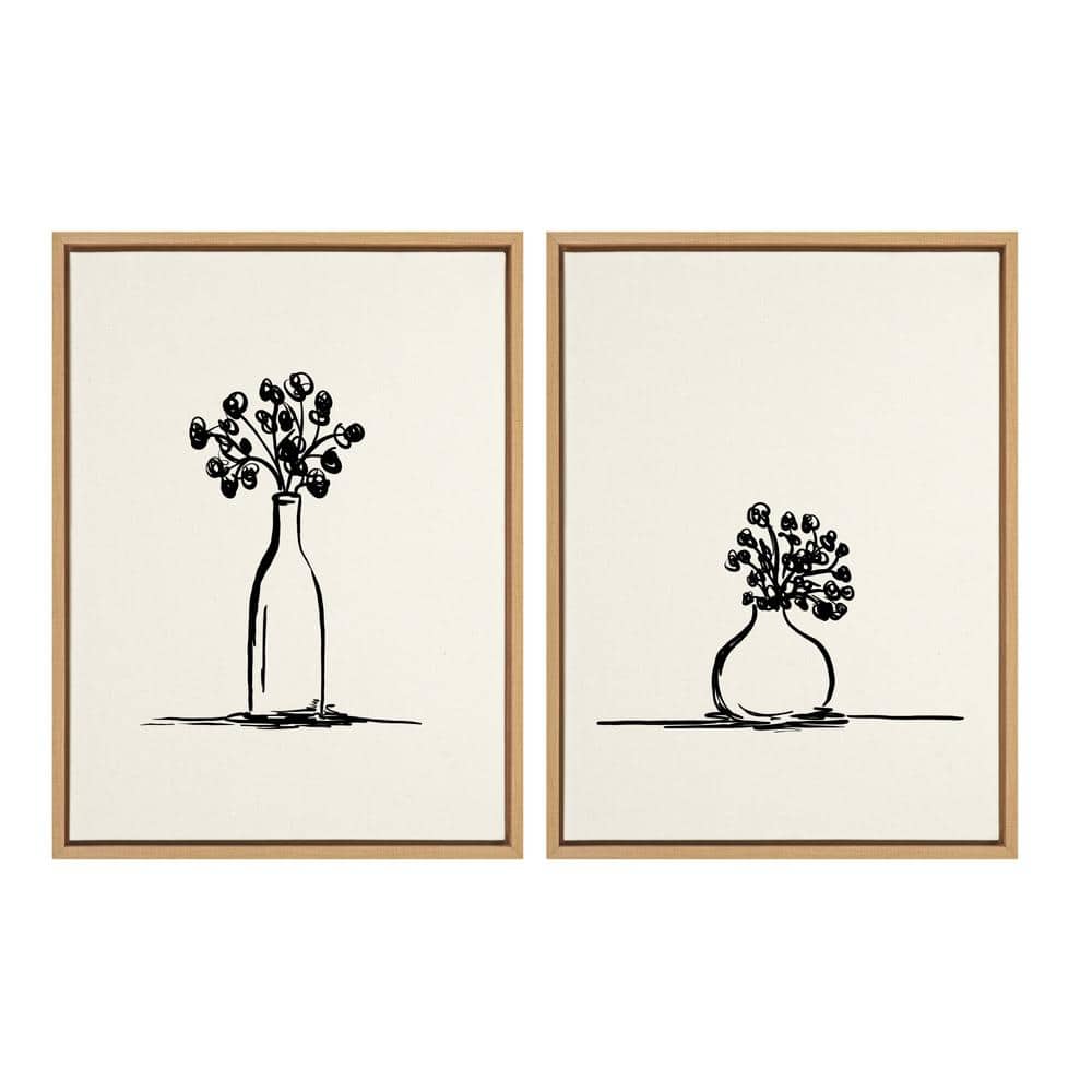 Kate and Laurel Sylvie Still Life Botanical Flower Vase and 24 in. x 18  in. by The Creative Bunch Studio Framed Canvas Wall Art 219779 The Home  Depot