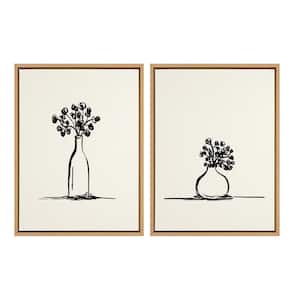 Sylvie Still Life Botanical Flower Vase 1 and 2 24 in. x 18 in. by The Creative Bunch Studio Framed Canvas Wall Art