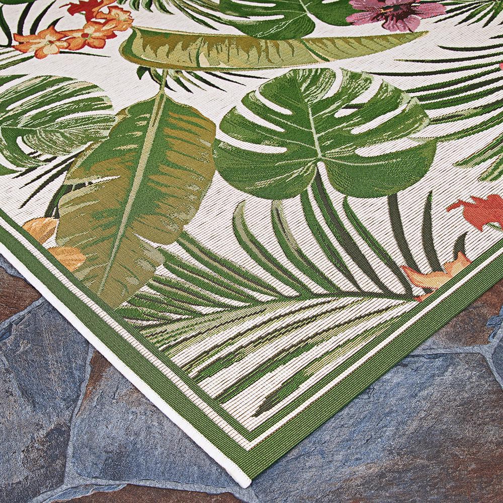 Ivory Floral Essence Flat Woven Synthetic Area Rug, 8' x 11'