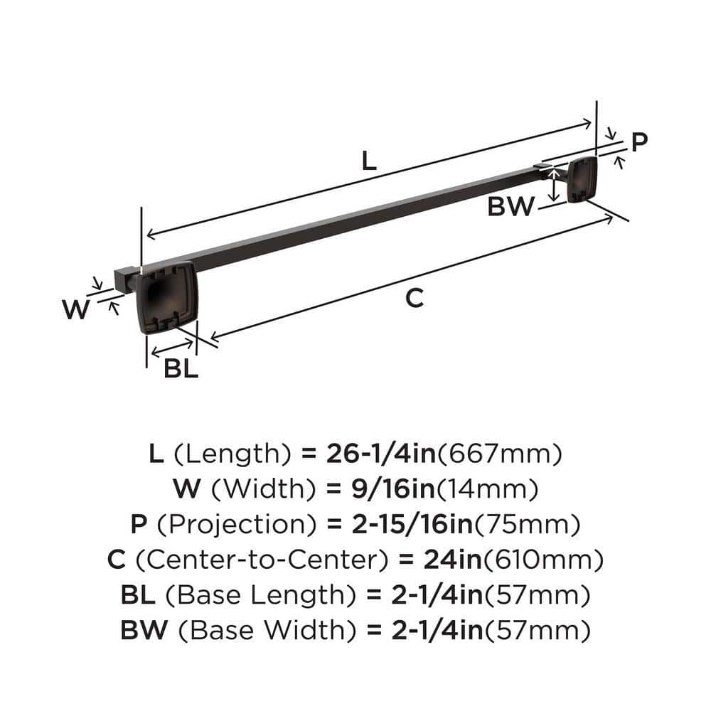 Oil-Rubbed Bronze 24-inch Wall Mounted Towel Bar