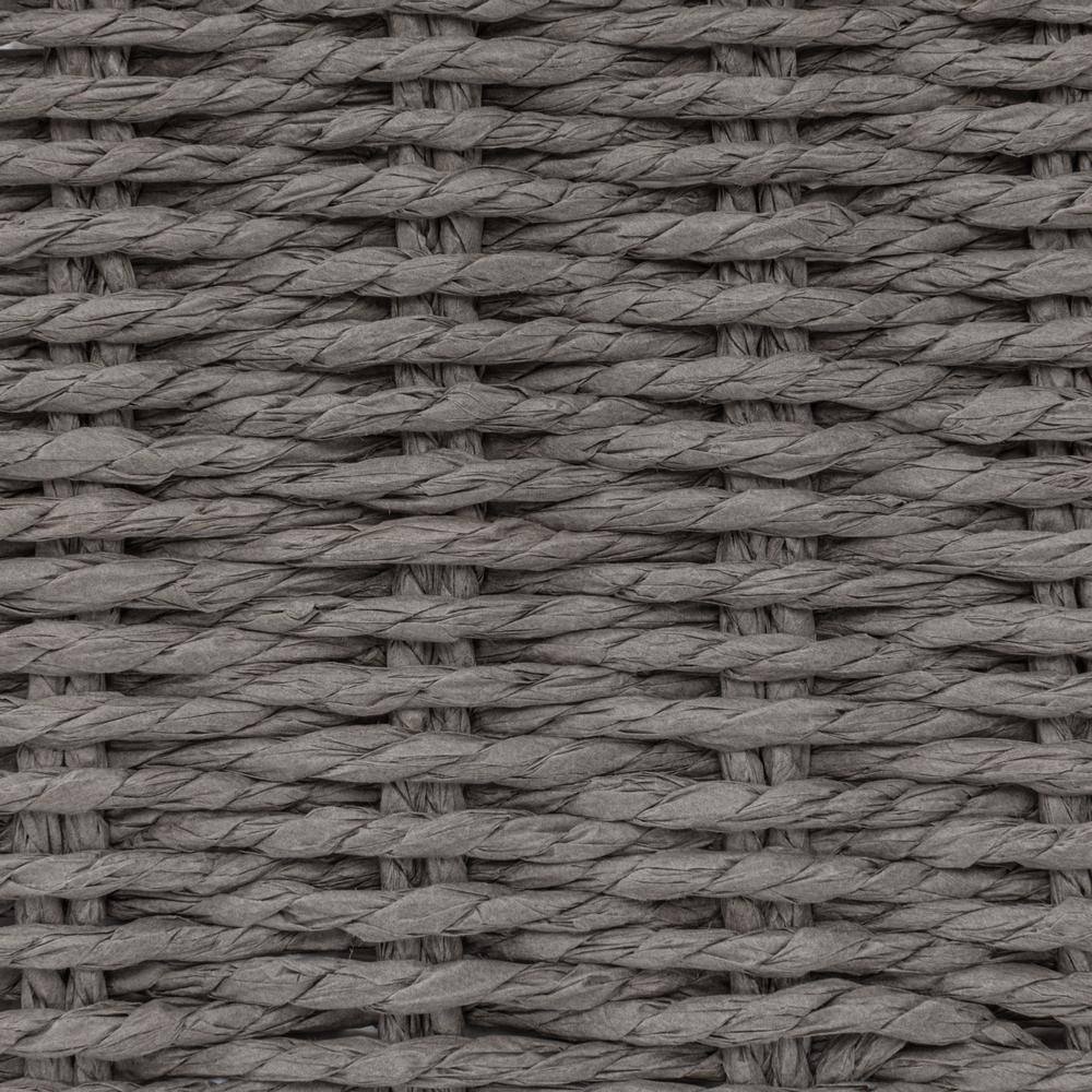 Gray Handwoven Paper Rope Storage Chest with Hinged Lid and Handles