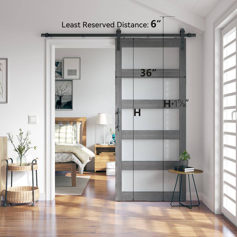Gray Frosted Glass and MDF Sliding Barn Door with Hardware Kit