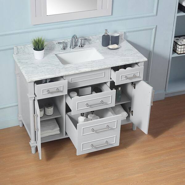 Home Decorators Collection Aberdeen 48 In W X 22 D Vanity Dove Grey With Carrara Marble Top White Sink 48g - Home Decorators Aberdeen Vanity Home Decorators Collection Aberdeen 48 In W X 22 D Vanity Dove Grey With Carrara Marble Top White Sink 48g - Home Decorators Aberdeen Vanity