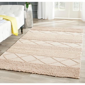 Natura Beige Doormat 3 ft. x 5 ft. Striped Geometric Area Rug