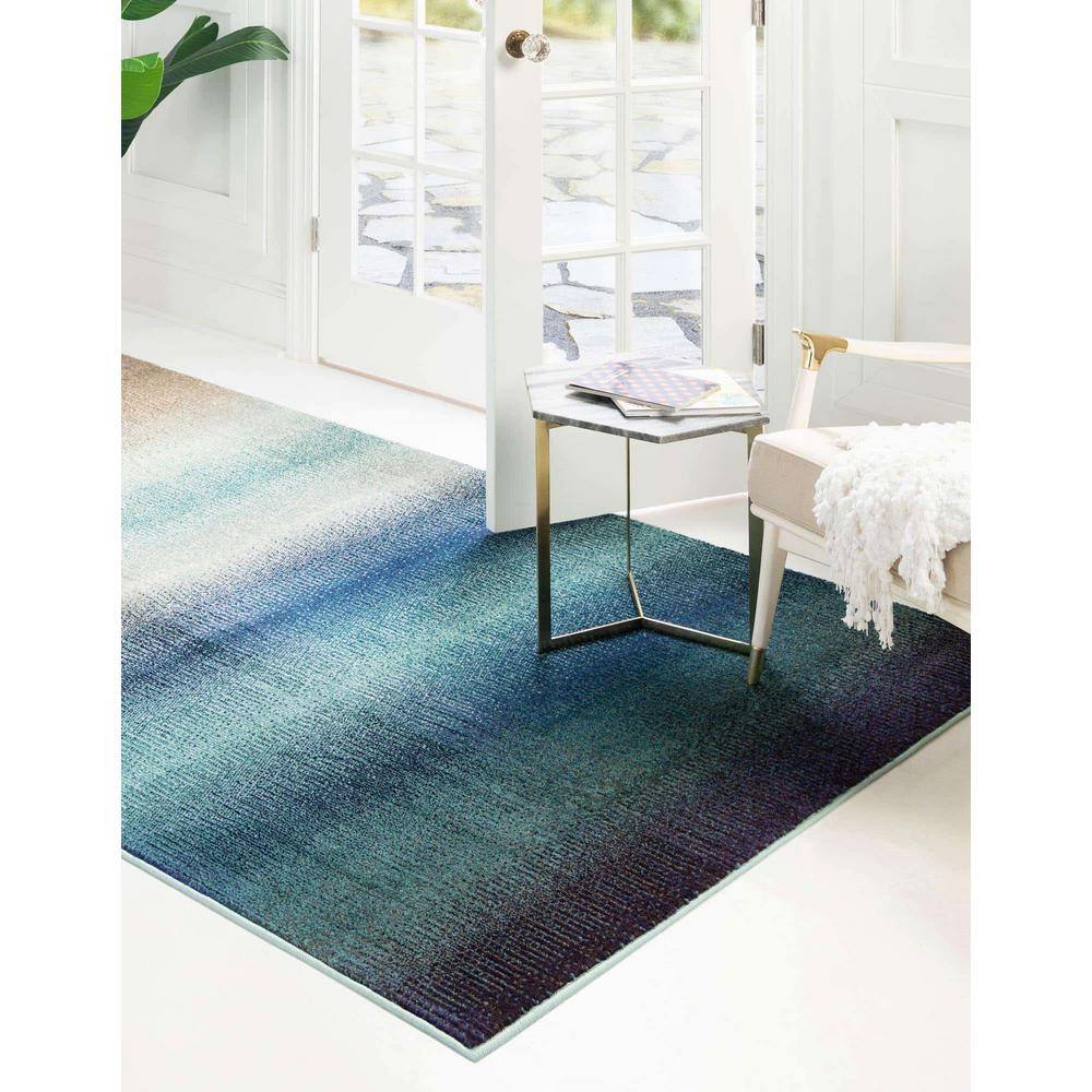 Blue Rectangular Stain-Resistant Synthetic Kids Area Rug