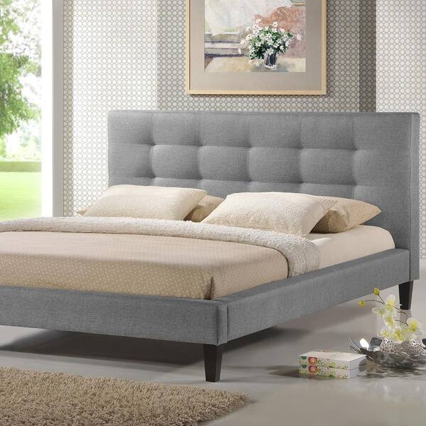 Baxton Studio Quincy Gray King Upholstered Bed