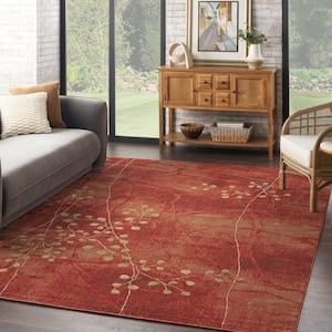 Somerset Flame 7 ft. x 10 ft. Botanical Contemporary Area Rug