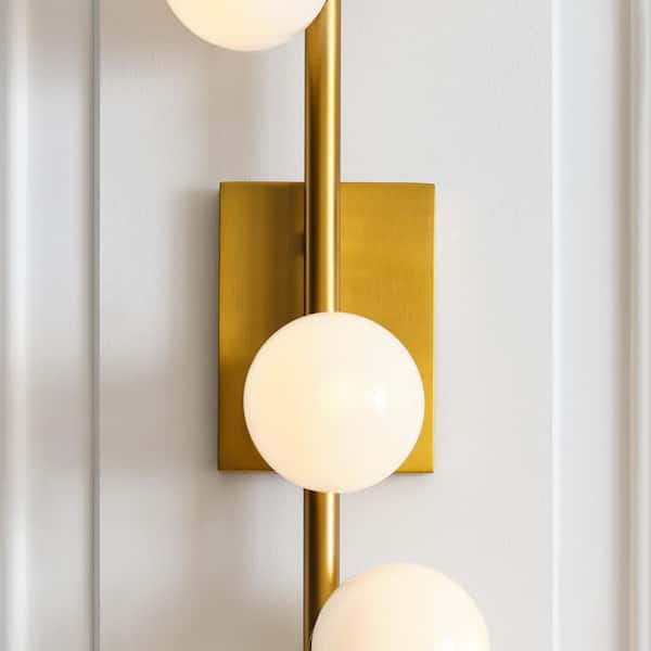 Generation Lighting - Studio Altair 24 in. 5-Light Burnished Brass Bathroom Vanity Light with Milk Glass Shades