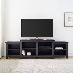 80 in. Dark Roast Espresso Wood Transitional TV Stand with Open Storage (Max tv size 80 in.)