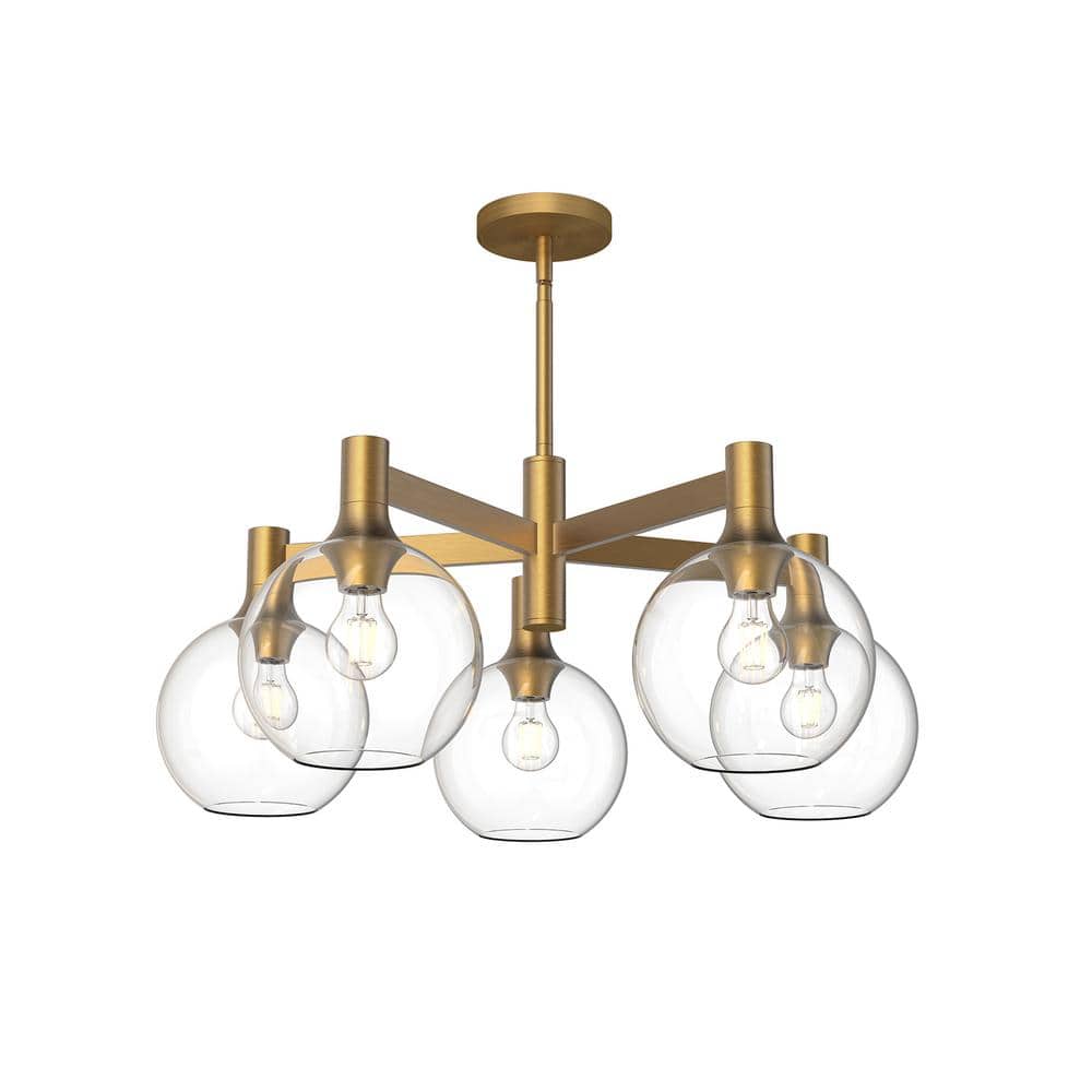 Castilla Aged Gold and Clear Glass 5-Light Chandelier