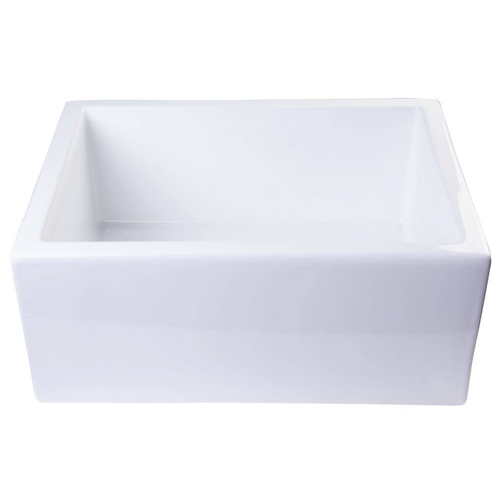 White Fireclay Farmhouse Drop-in Single Bowl Sink