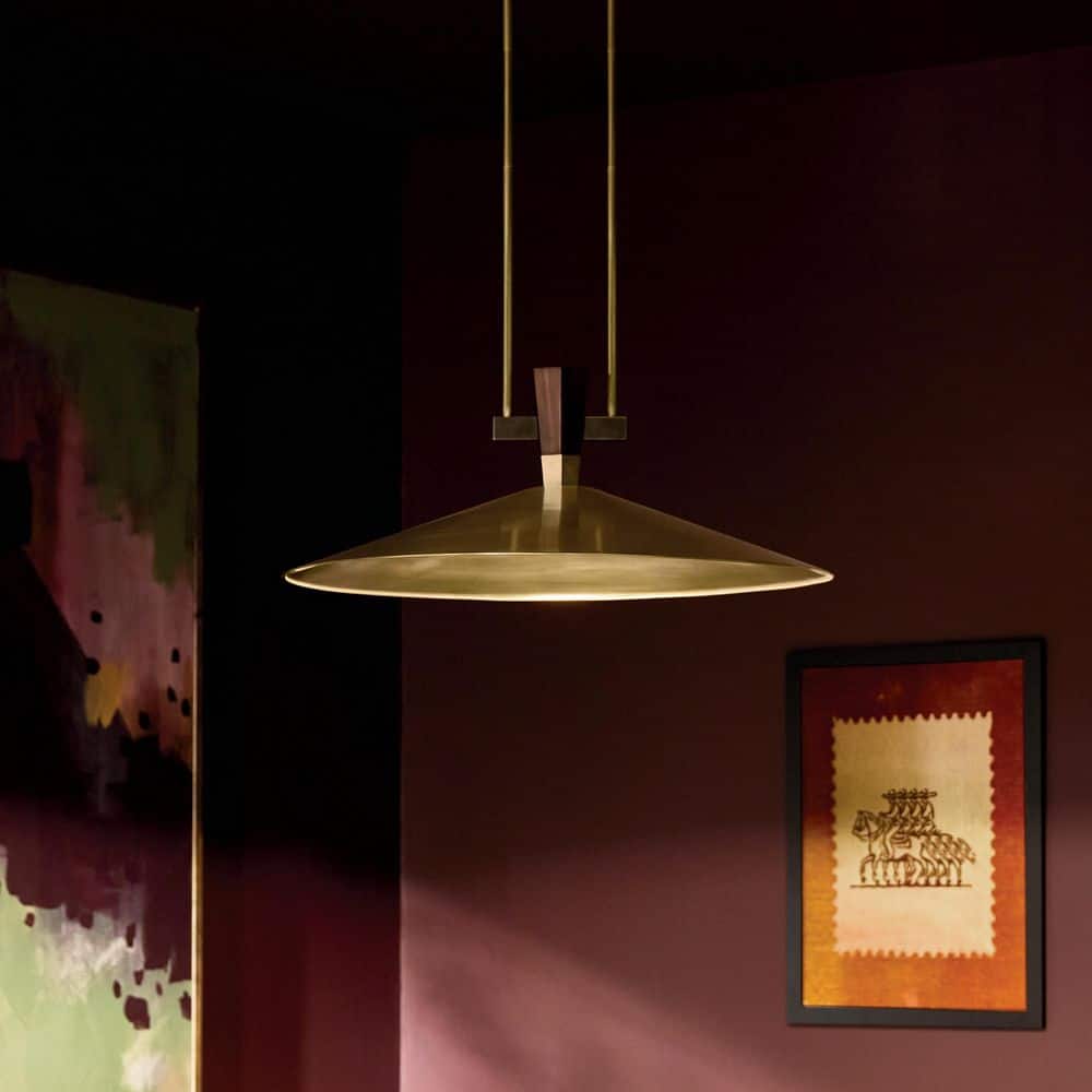 Tenon 28 in. 1-Light LED Pendant in Lacquered Brass price history on PriceWatchPro