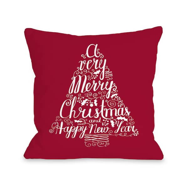 Unbranded Typography Tree Red and White Polyester Standard Throw Pillow