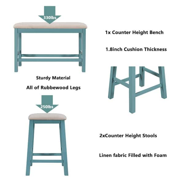 Bar height deals bench with storage