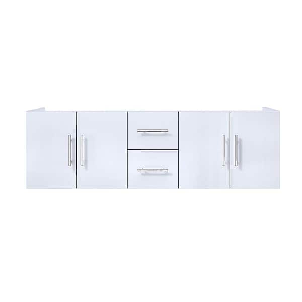 Geneva 60 in. W x 22 in. D Glossy White Double Bath Vanity without Top