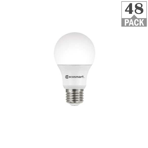EcoSmart 40-Watt Equivalent A19 Dimmable ENERGY STAR LED Light Bulb Soft White (48-Pack)