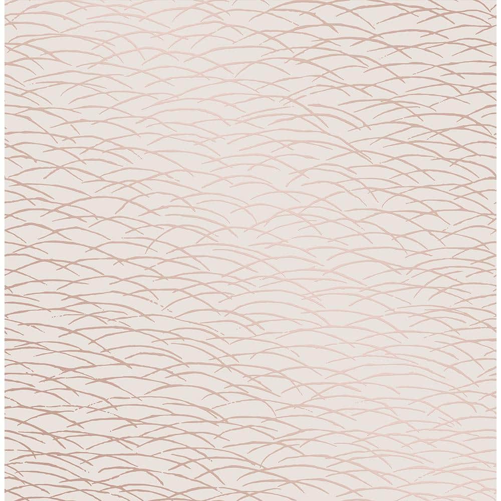 AStreet Prints Hono Rose Gold Abstract Wave Rose Gold Wallpaper Sample