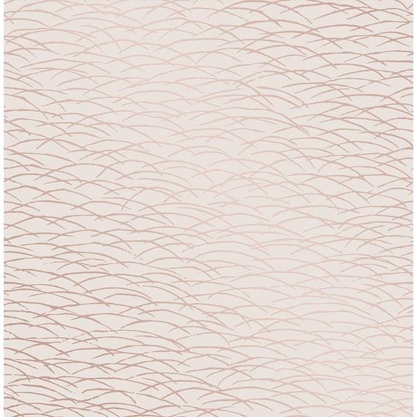 A-Street Prints Hono Rose Gold Abstract Wave Rose Gold Wallpaper Sample