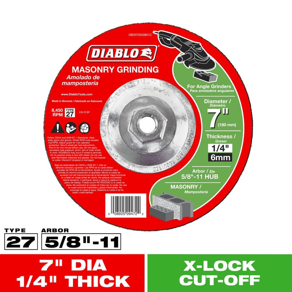 DIABLO 7 in. x 1/4 in. x 5/8 in. 11 Arbor Masonry Grinding