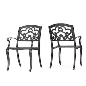 Rustic Design Cast Aluminum Outdoor Dining Chair with Soft Cloud Style, Durable and Rust Resistant in Copper (Set of 2)