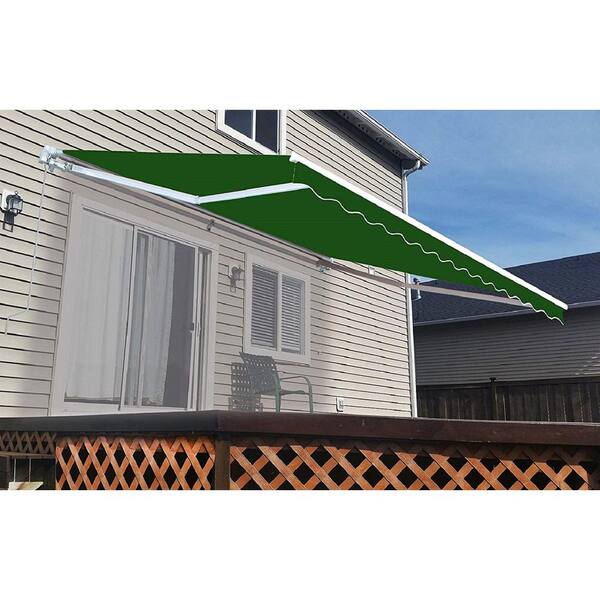 Aleko 20 Ft Motorized Retractable Awning 120 In Projection In Dark Green Awm20x10green39 Hd The Home Depot