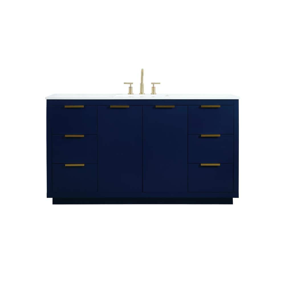 Simply Living 60 in. W x 22 in. D x 34 in. H Bath Vanity in Blue with Calac