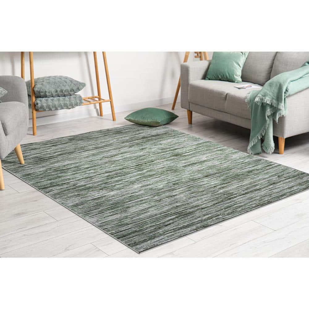 Davide 1228 Transitional Striated Green 3 ft. x 5 ft. Area Rug