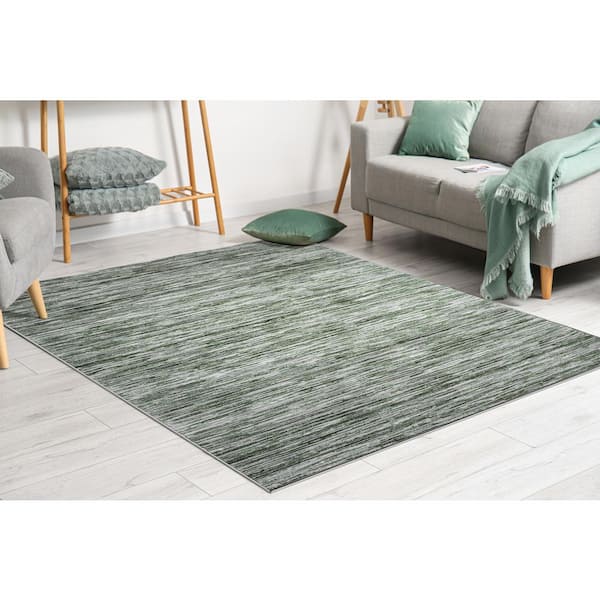 Unbranded Davide 1228 Transitional Striated Green 3 ft. x 5 ft. Area Rug