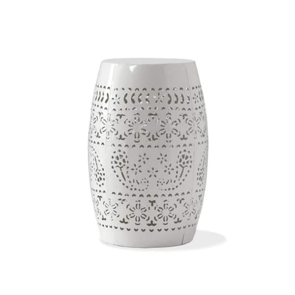 ITOPFOX 12 in. Outdoor Modern White Round Metal Side Table