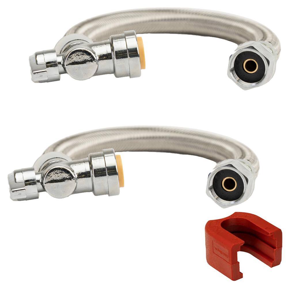1/2 in. Push-to-Connect x 1/2 in. FIP x 12. in. Angle Stop Faucet Connector with SlipClip Release Tool (2-Pack) price history on PriceWatchPro