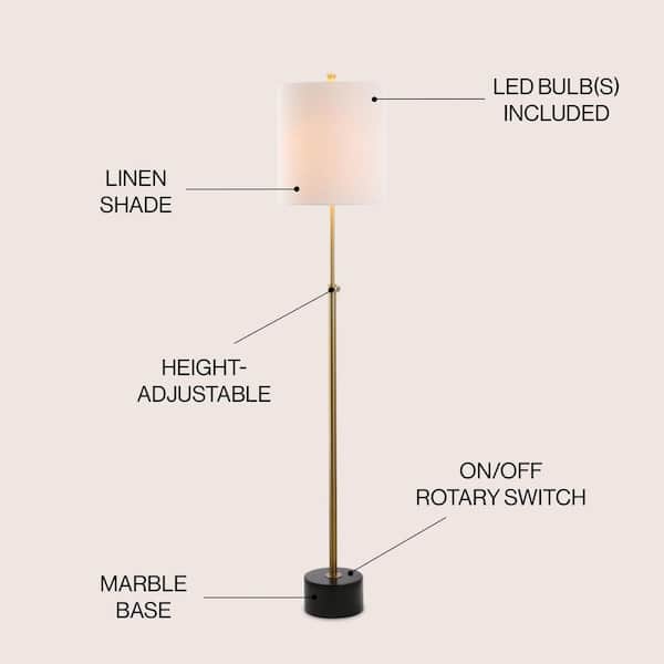 Jonathan Y Crosby Adjustable Height Metal LED Floor Lamp