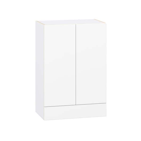 J COLLECTION Timberline 24 in. W x 14 in. D x 35 in. H Assembled Slab Wall Kitchen Cabinet in Bright White with Drawer