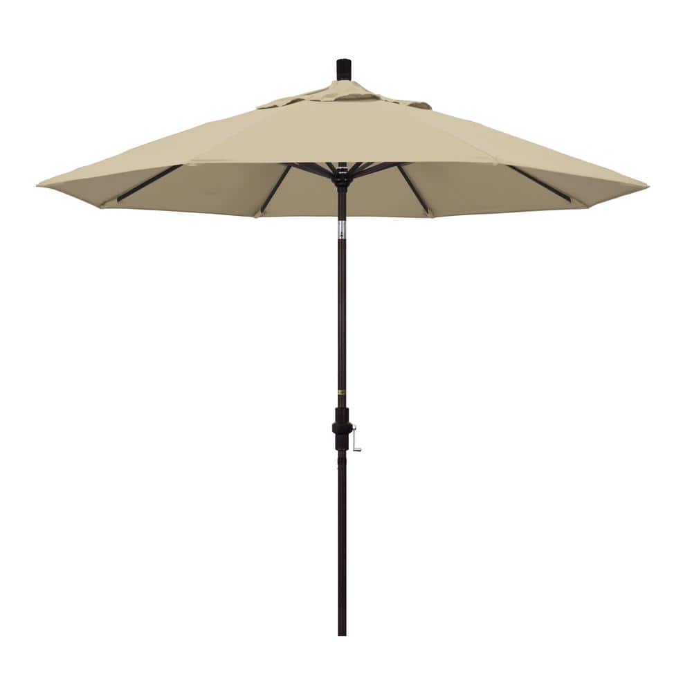 9 ft. Bronze Aluminum Pole Market Aluminum Ribs Collar Tilt Crank Lift Patio Umbrella in Antique Beige Sunbrella price history on PriceWatchPro