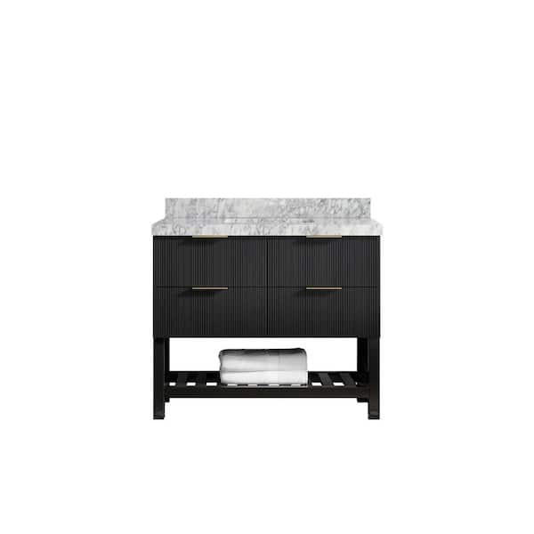 Willow Collections Catalina 42 in. W x 22 in. D x 36 in. H Bath Vanity in Black with 2" Carrara Marble Top