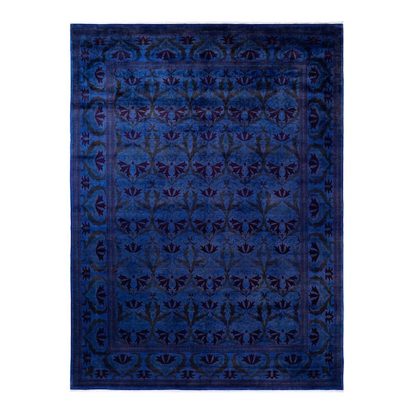 Overdyed Purple 9 ft. x 12 ft. Solid Wool Indoor Area Rug
