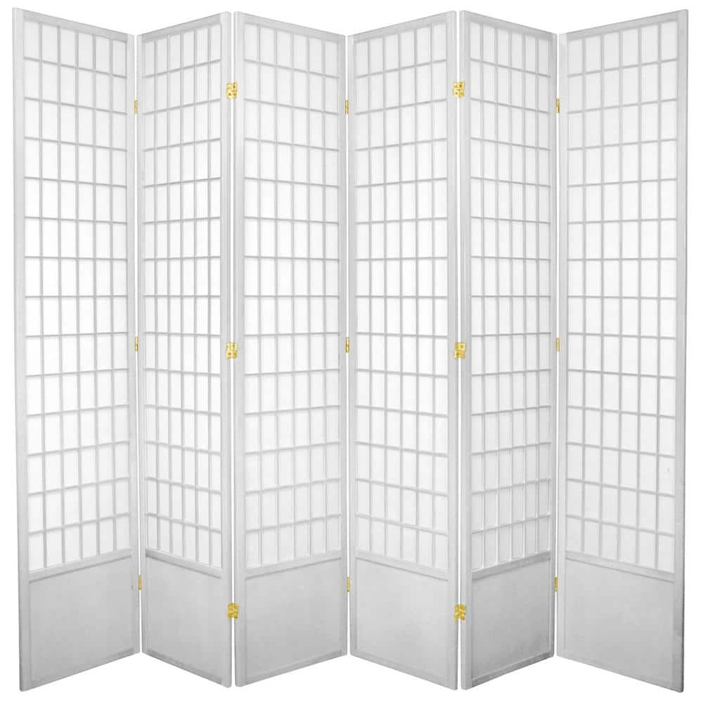 Oriental Furniture 7 ft. White 6-Panel Room Divider 84WP-WHT-6P - The ...