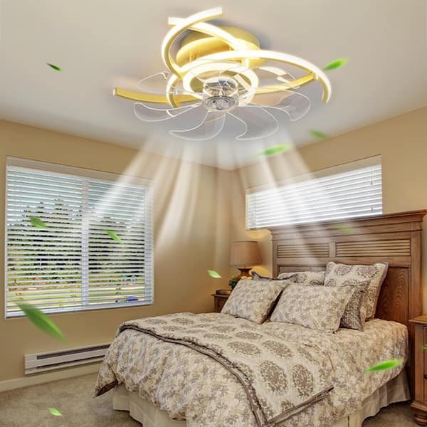 Tidoin 20 in. W LED 6-Speed Indoor Gold Smart Ceiling Fan with 