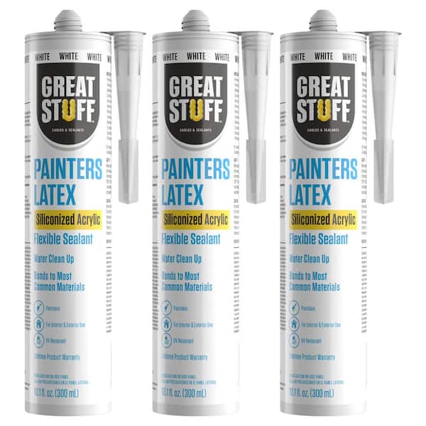 GREAT STUFF Painters Latex 10.1 fl. oz. White Siliconized Acrylic Sealant Caulk (3-Pack)