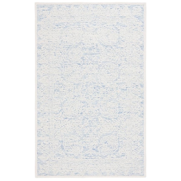 SAFAVIEH Ebony Blue/Ivory 4 ft. x 6 ft. Floral Area Rug