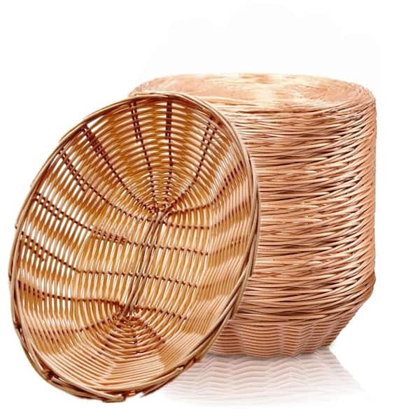 Wicker Plastic Oval Bread Serving Basket for Fruit, Vegetables, Gifting and Restaurant Use (16-Piece Set)